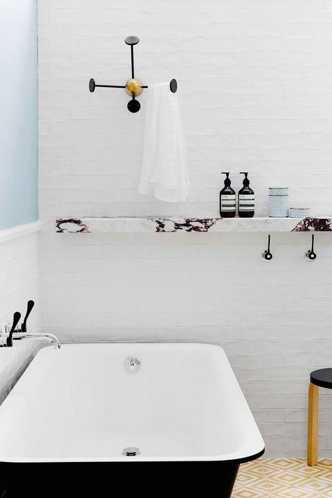 Wall, Bathroom, Room, Tap, Floor, Plumbing fixture, Interior design, Tile, Bathtub, Flooring, 